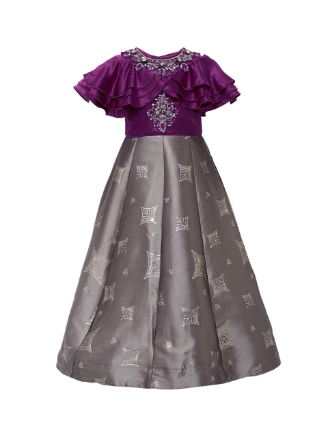 

BETTY Girls Burgundy & Grey Embellished Maxi Dress