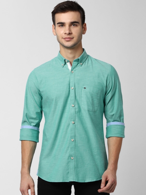 

Peter England Casuals Men Sea Green Slim Fit Solid Casual Shirt