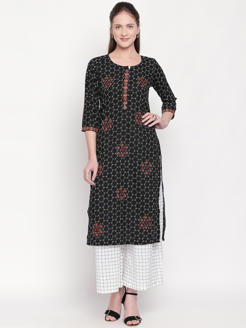 

ZRI Women Black & White Printed Kurti with Palazzos