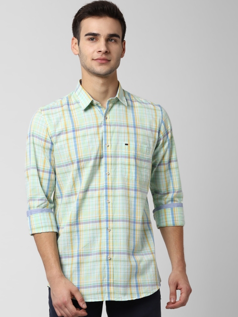 

Peter England Casuals Men Sea Green Slim Fit Checked Casual Shirt