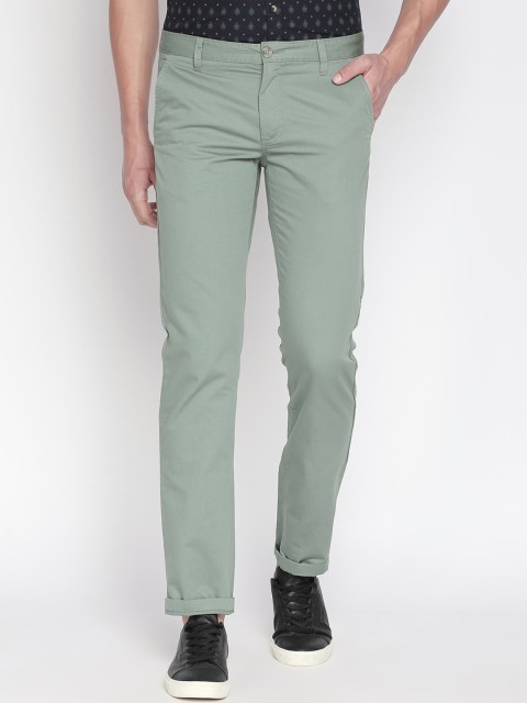 

BYFORD by Pantaloons Men Green Slim Fit Solid Regular Trousers