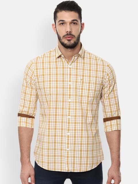 

Van Heusen Sport Men Yellow & Off-White Slim Fit Checked Casual Shirt