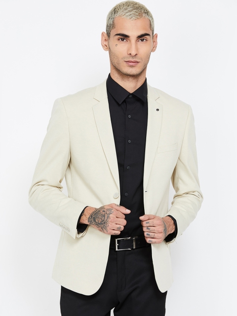 

CODE by Lifestyle Men Beige Solid Slim-Fit Single-Breasted Formal Blazer