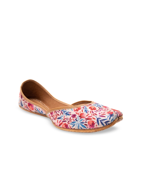 

Jivaana Women Multicoloured Printed Asta Inky Leather Mojaris, Multi