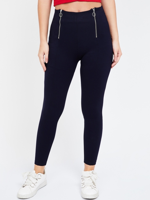 

Ginger by Lifestyle Women Navy Blue Regular Fit Solid Treggings