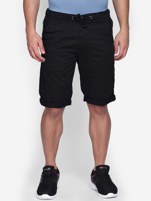 

beevee Men Black Solid Regular Shorts