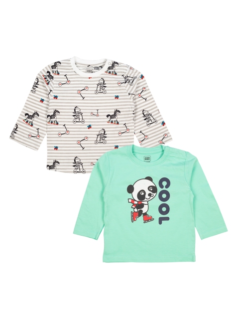 

MeeMee Boys Pack Of 2 Printed Round Neck Pure Cotton T-shirt, Sea green