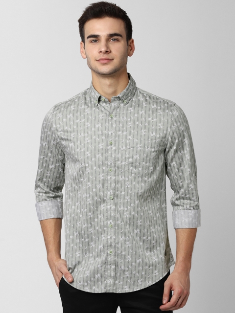 

Peter England Casuals Men Grey Slim Fit Printed Casual Shirt