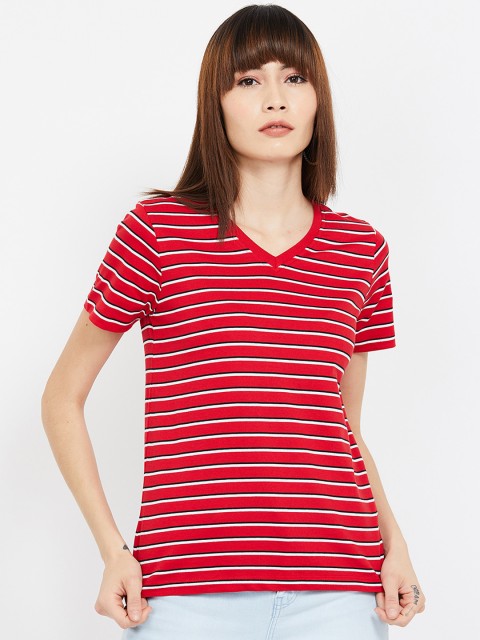 

Fame Forever by Lifestyle Women Red Striped Top