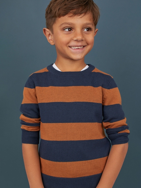 

H&M Boys Brown & Navy Blue Fine-Knit Jumper