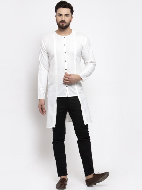 

Jompers Men White Solid Straight Kurta