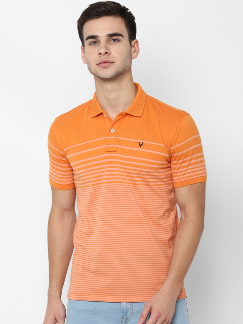 

Solly Jeans Co. Men Orange Striped Polo Collar T-shirt