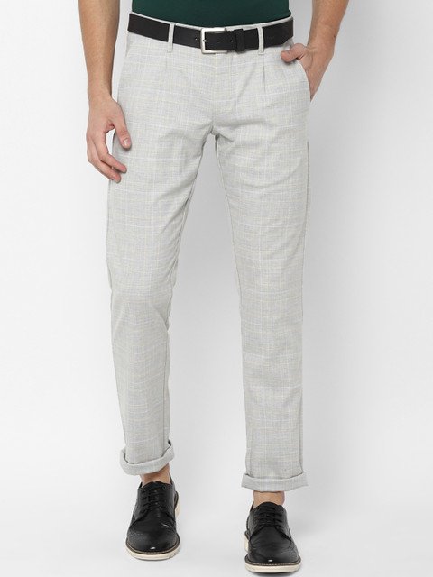 

Allen Solly Men Grey Slim Fit Checked Regular Trousers