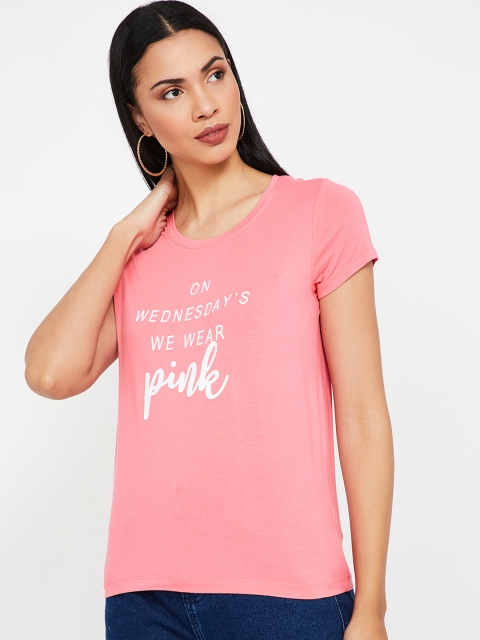 

Fame Forever by Lifestyle Women Coral Pink Printed Top