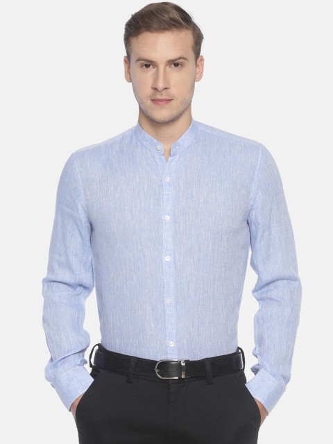 

Linen Club Men Blue Regular Fit Self Design Formal Shirt