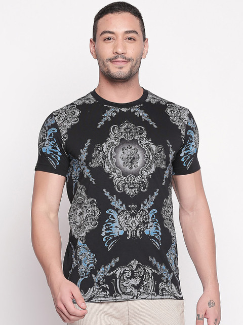 

Mufti Men Black & White Printed Round Neck T-shirt