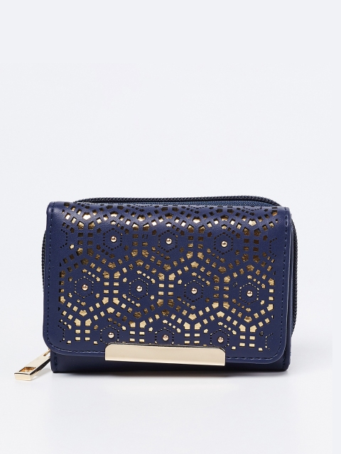 

Ginger by Lifestyle Women Navy Blue Self Design Three Fold Wallet