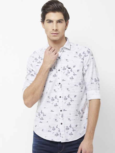 

Killer Men Grey & Blue Regular Fit Printed Casual Shirt