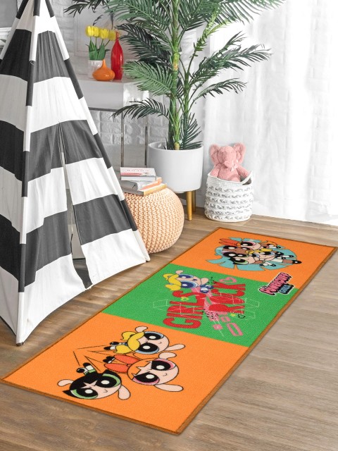 

Saral Home Orange & Green Powerpuff Girls Printed Anti-Skid Runner