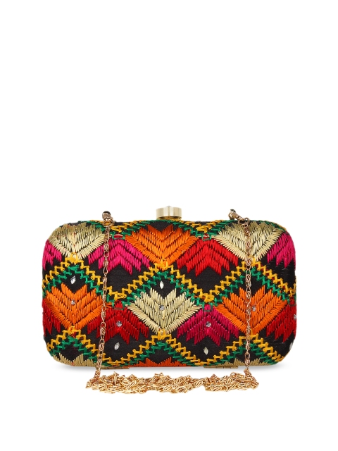 

Anekaant Multicoloured Embroidered Box Clutch, Multi