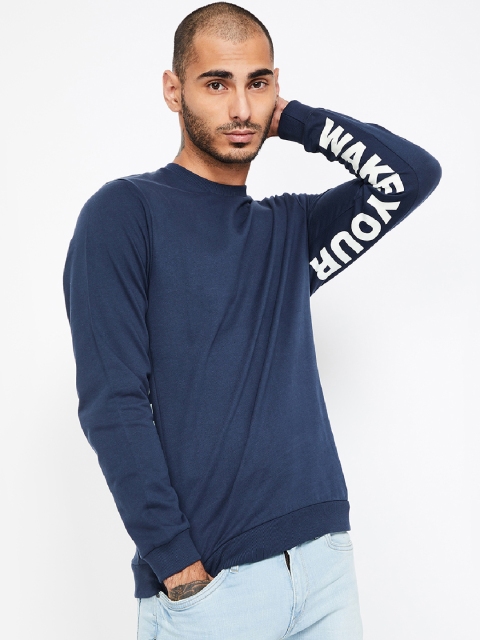 Smiley World Men Navy Blue & White Printed Sweatshirt