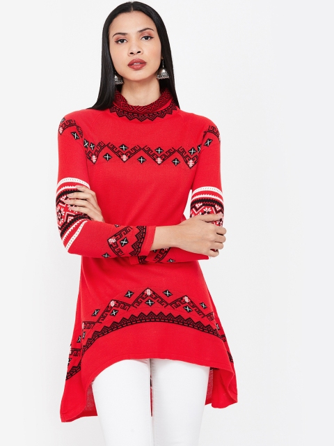 

Melange by Lifestyle Women Red Woven Design A-Line Kurta