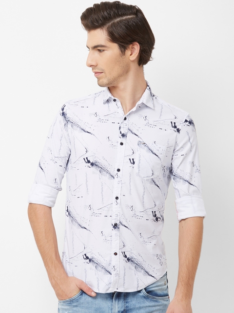 

Killer Men White & Blue Regular Fit Printed Casual Shirt