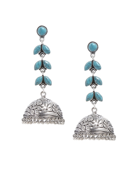 Bamboo Tree Jewels Green Dome Shaped Jhumkas
