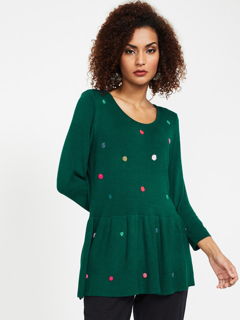 

Melange by Lifestyle Women Teal Green Embroidered A-Line Kurta