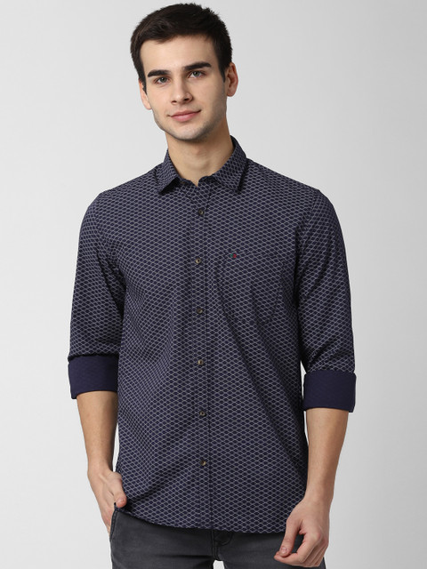 

Peter England Casuals Men Navy Blue & White Slim Fit Printed Casual Shirt