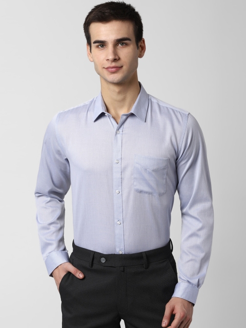 

Peter England Men Blue Regular Fit Self Design Formal Shirt
