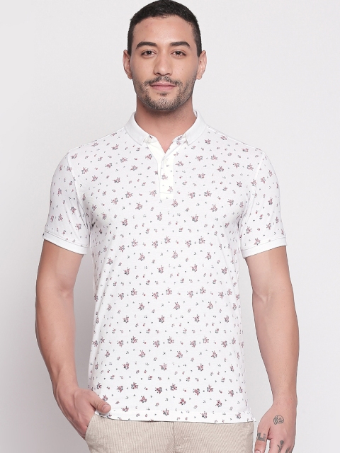 

Mufti Men White & Red Printed Polo Collar T-shirt