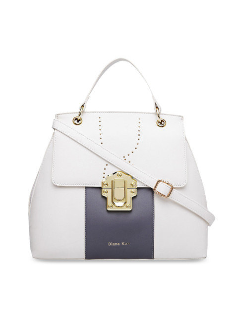 

Diana Korr White & Grey Colourblocked Handheld Bag