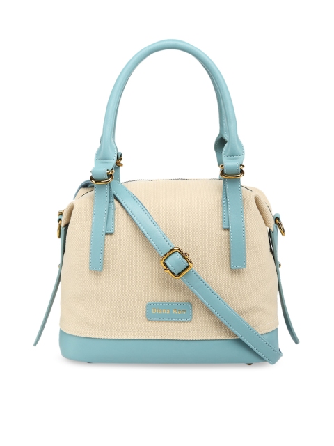 

Diana Korr Blue & Beige Colourblocked Handheld Bag