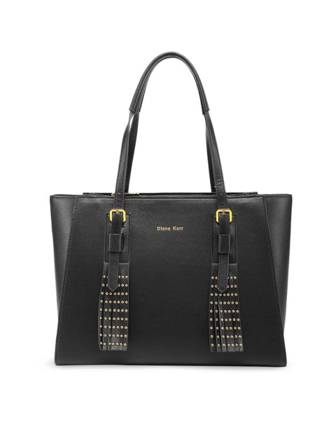 

Diana Korr Black & Gold-Toned Solid Handheld Bag