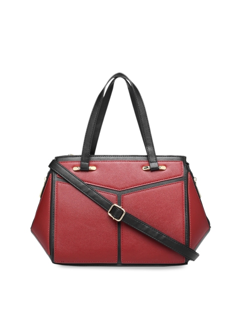 

Diana Korr Maroon & Black Colourblocked Handheld Bag