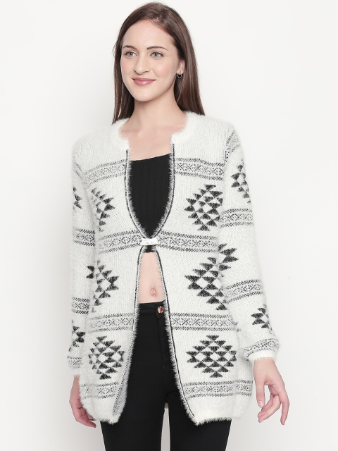 

AKKRITI BY PANTALOONS Women White Self Design Tailored Jacket