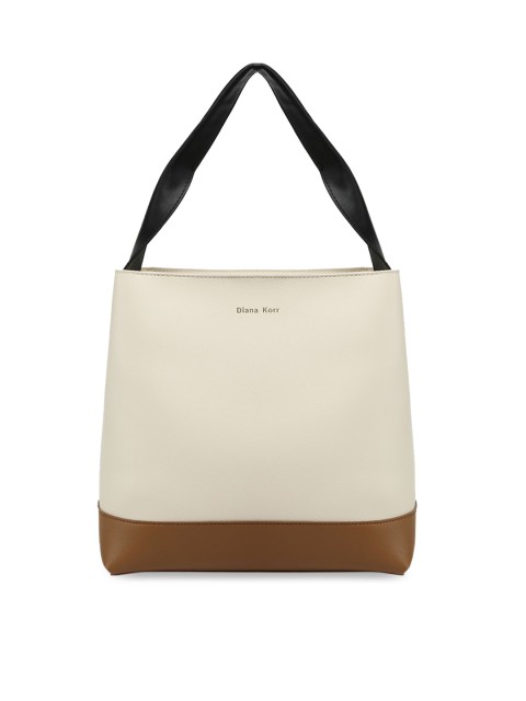 

Diana Korr Beige Colourblocked Handheld Bag