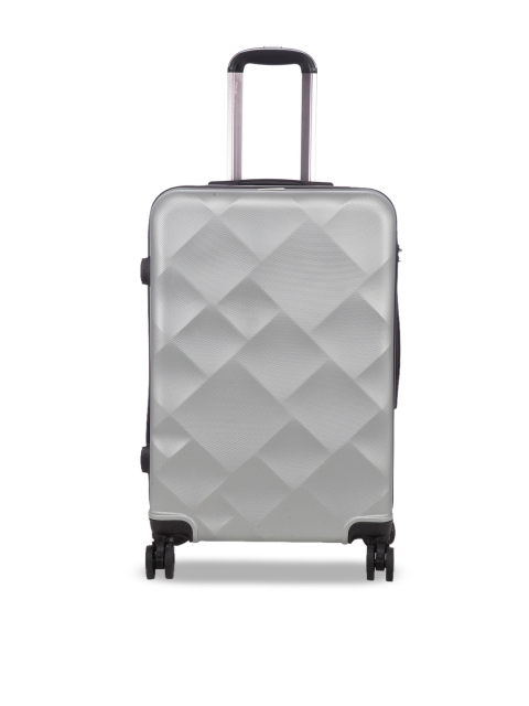 

Teakwood Leathers Silver-Toned Textured Hard-Sided Medium Trolley Suitcase