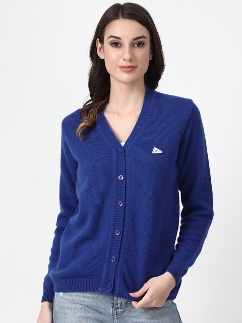

Monte Carlo Women Blue Solid Cardigan Sweater