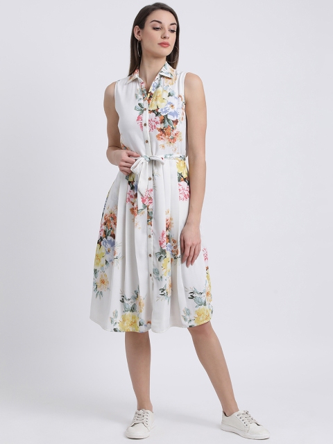 

Zink London Women White Printed Shirt Dress