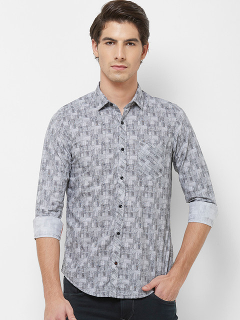

Killer Men Black & Grey Regular Fit Printed Casual Shirt
