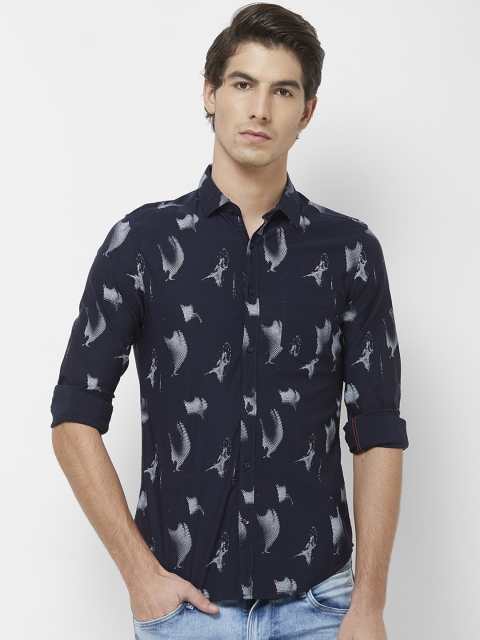 

Killer Men Navy Blue Regular Fit Printed Casual Shirt