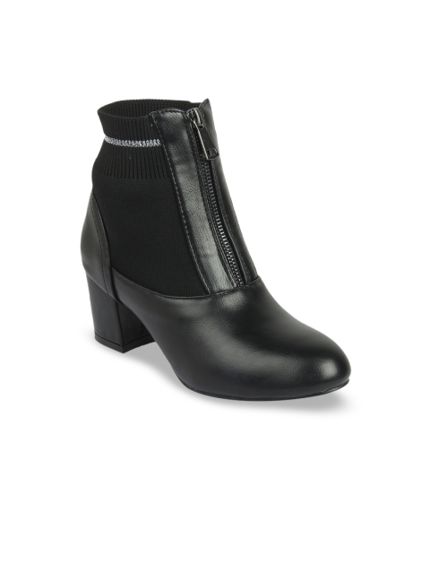 

Flat n Heels Women Black Solid Heeled Boots