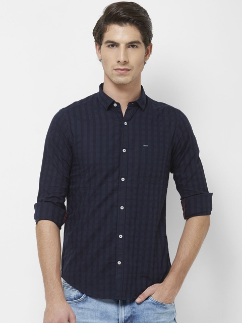 

Killer Men Navy Blue Regular Fit Checked Casual Shirt
