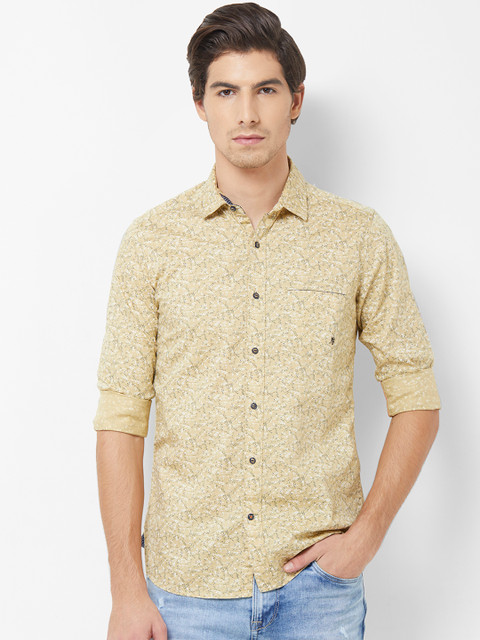 

Killer Men Khaki & White Regular Fit Printed Casual Shirt
