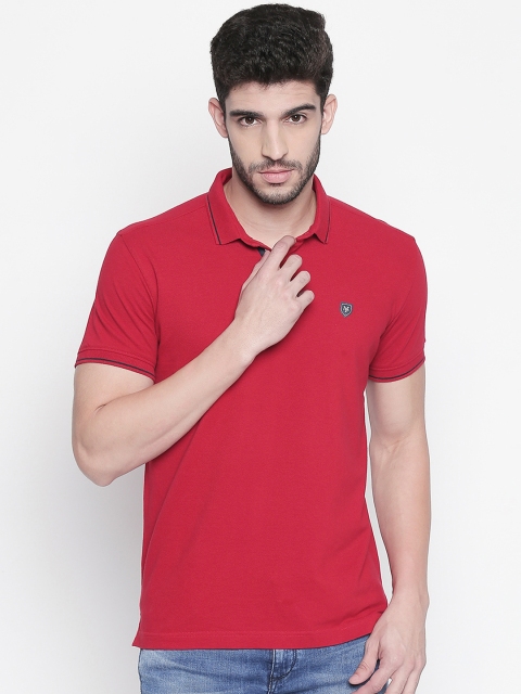 

Mufti Men Red Solid Polo Collar Pure Cotton T-shirt