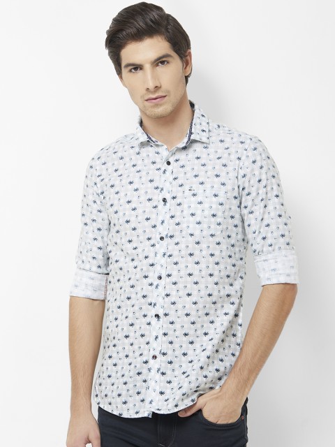 

Killer Men Grey & Blue Regular Fit Printed Casual Shirt