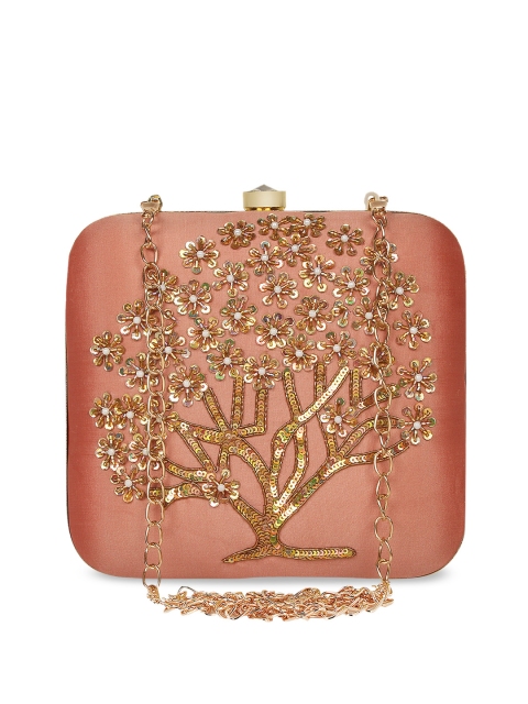 

Anekaant Peach-Coloured Embroidered Clutch
