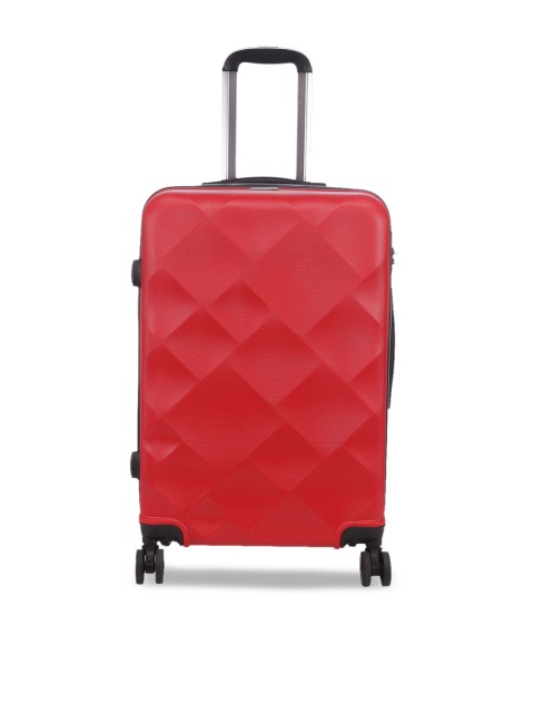 

Teakwood Leathers Red Textured Hard-Sided Medium Trolley Suitcase
